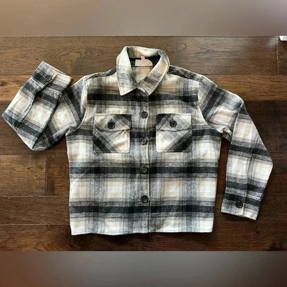 BB Dakota By Steve Madden Women's Button Down Boxy Flannel Shacket - Size XL - Picture 1 of 8